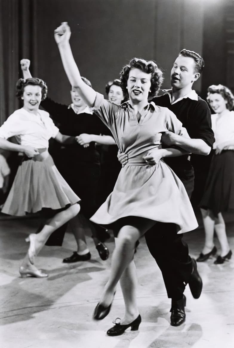 Couple dancing rock n roll in the 1950s